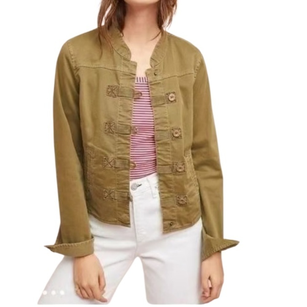 Anthropologie Everly Military Jacket
Size Small Olive Green